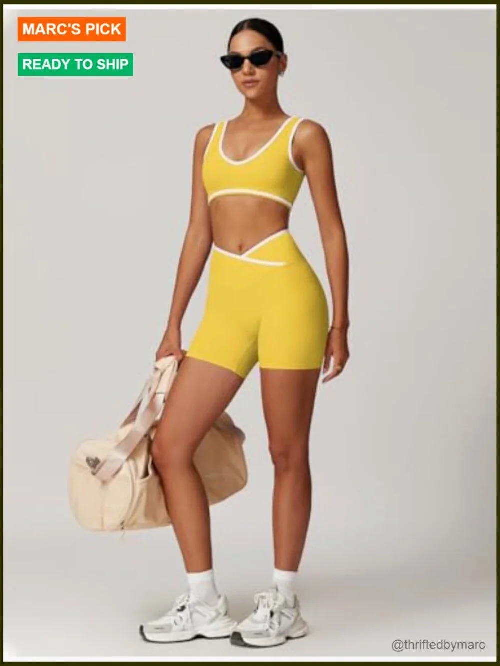 Large 2-Piece Workout Set Sports Bra Butt Lifting Shorts Activewear - Picture 5 of 7